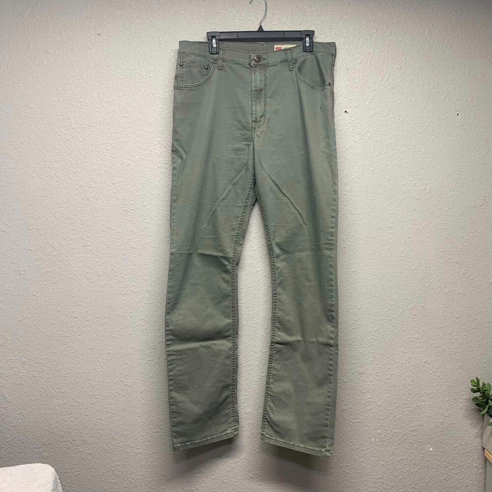 Wrangler Straight Fit Pant Mens 34X34 green Workwear Hiking Outdoors